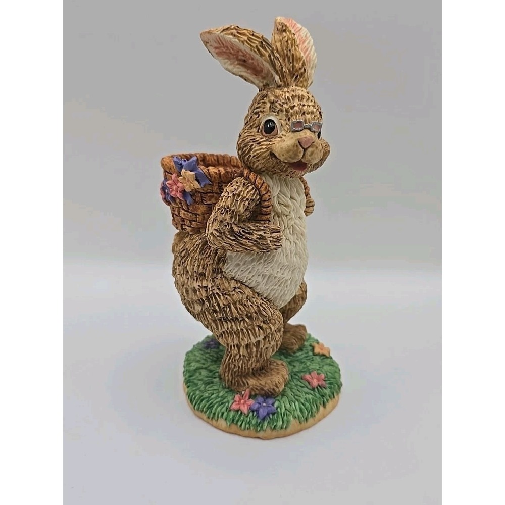 Dept  56 Vintage Easter Bunny Figurine Rabbit Basket  Retired Resin